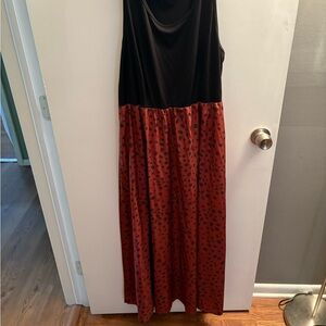 SHEIN Curve Black Ribbed Top maxi dress with polka dot bottom size 3x